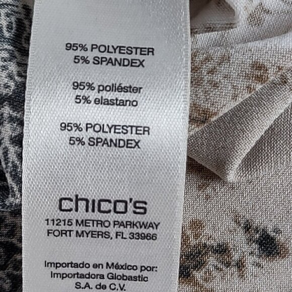 Chico's Women's Bohemian Patchwork, Asymmetrical Hem Pullover Blouse Size 2 (L) - Picture 13 of 15